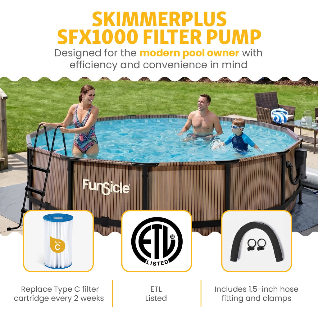 Funsicle 14ft Round Oasis Above Ground Pool with SkimmerPlus Filter Pump, Age 6 & up