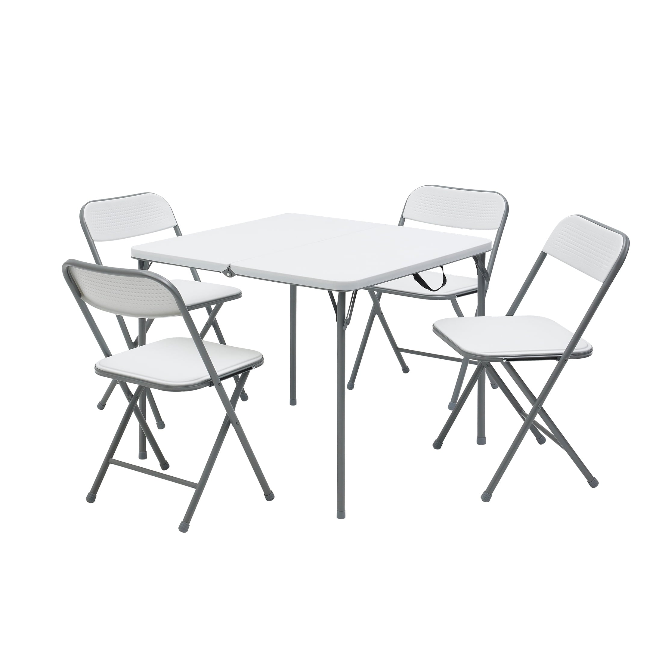 Mainstays 5-Piece 34 Square Centerfold Folding Card Table and 4 Folding Chairs Set, White