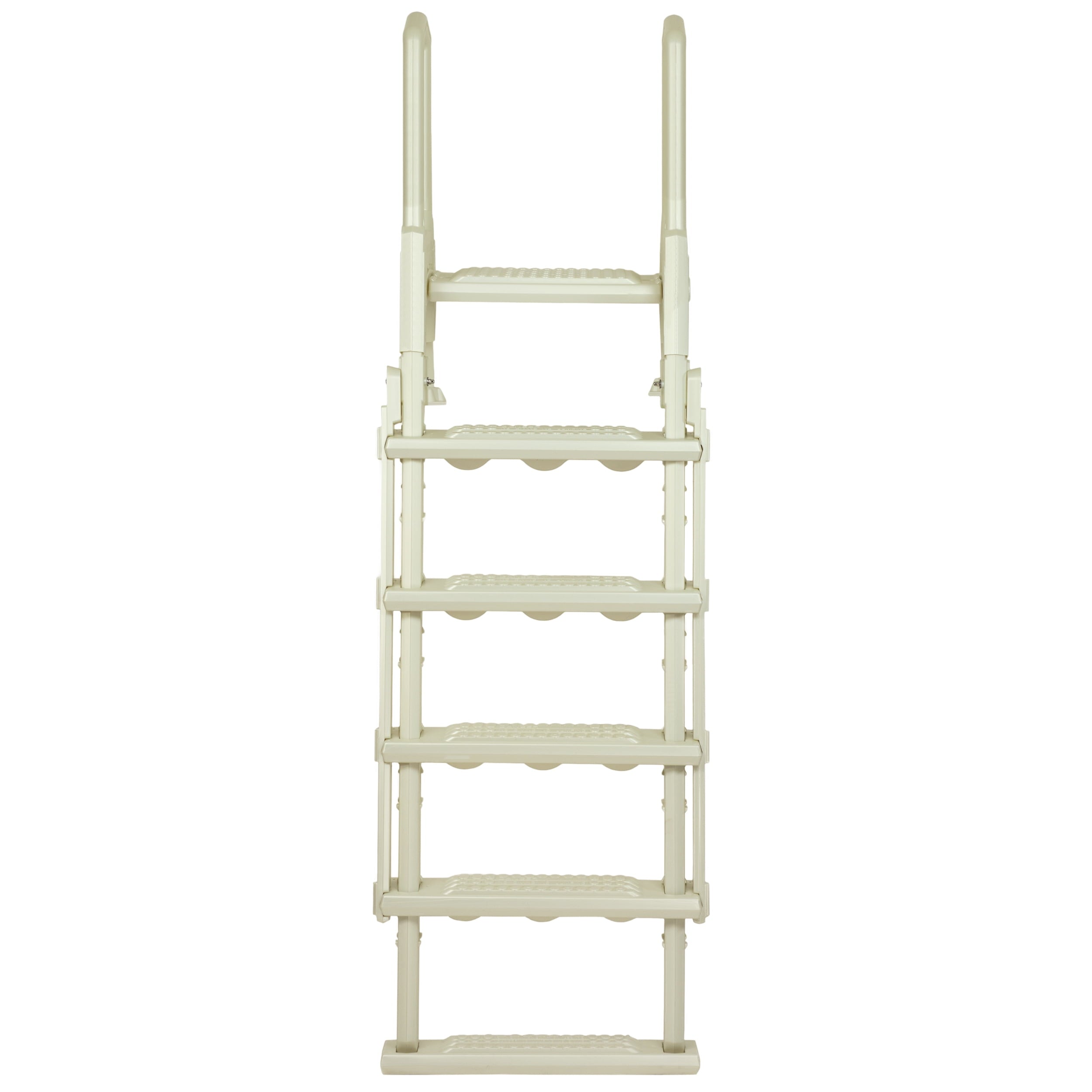 Aqua Select White Anti-Slip Pool Steps with White Steps and White Outside Flip-up Safety Ladder, 48-54H