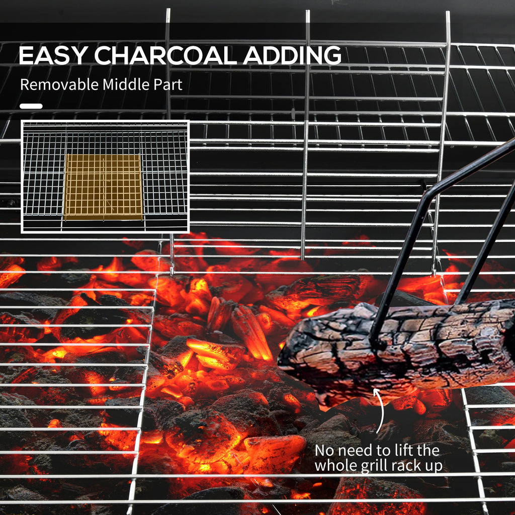 Outsunny Barrel Charcoal BBQ Grill with 420 sq.in. Cooking Area, Wheeled Outdoor Barbecue, Black