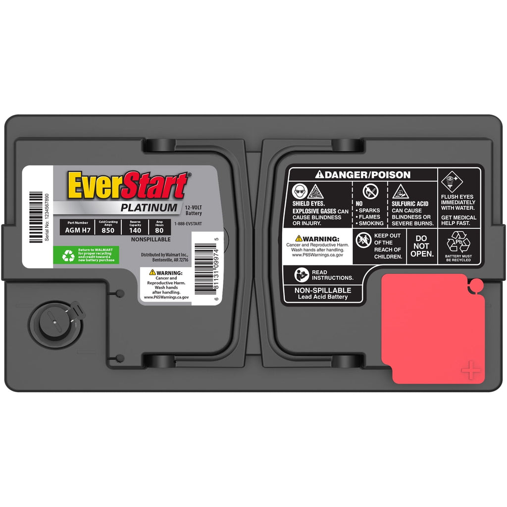 EverStart Platinum AGM Automotive Battery, Group Size H7 / LN4 / 94R 12 Volt, minimum 800 CCA