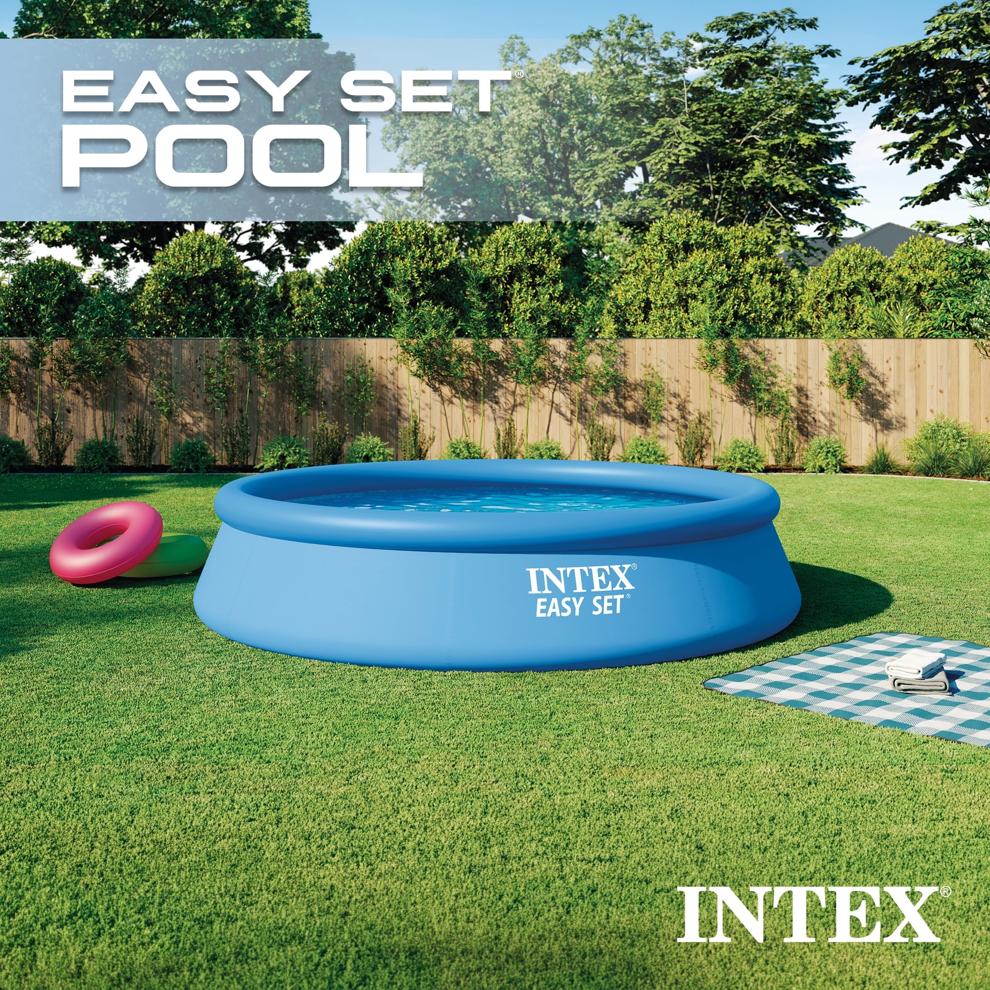 Intex 8 foot x 24 inch Easy Set Round Above Ground  Swimming Pool with Filter Pump, 28107EH