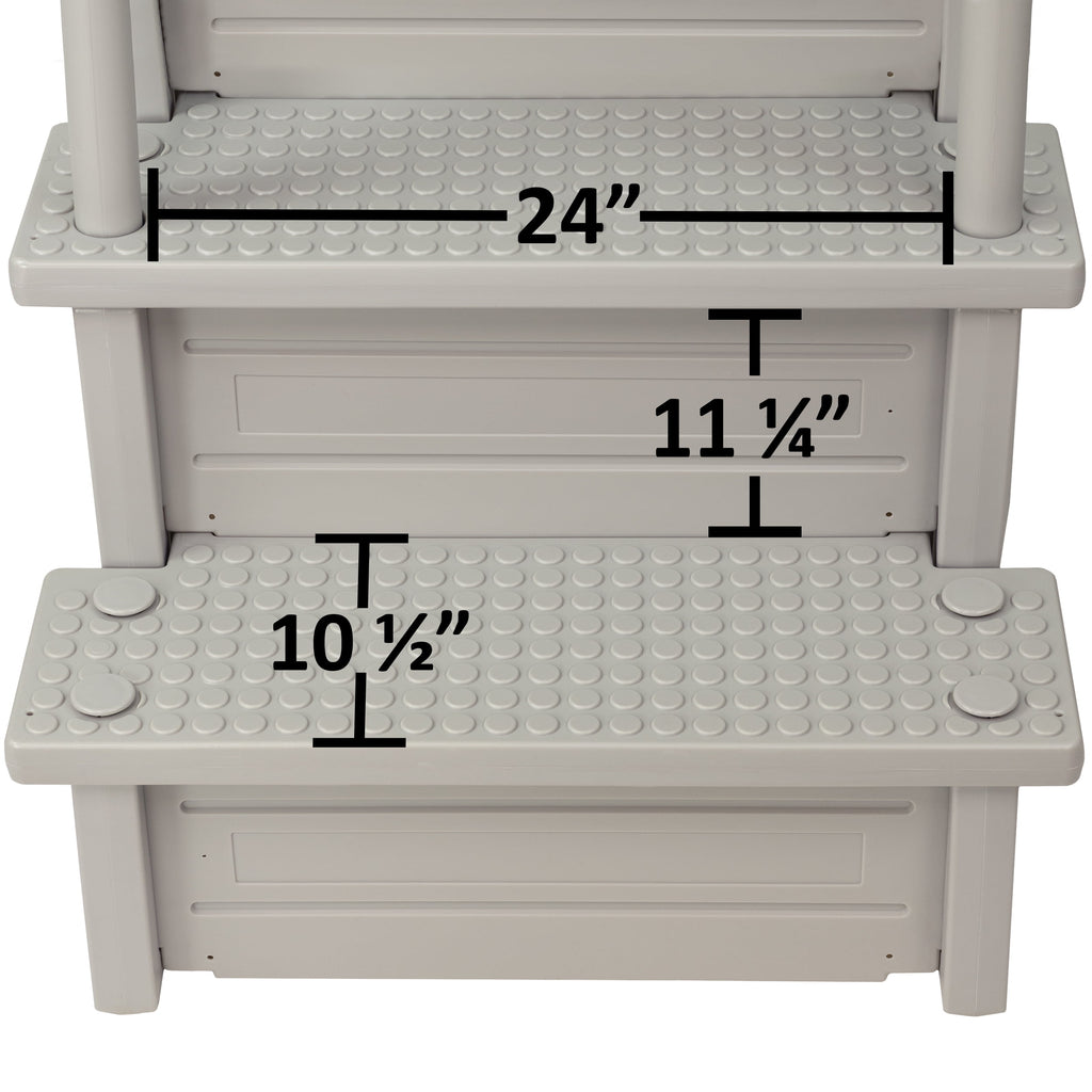 Aqua Select White Anti-Slip Pool Steps with White Steps and White Outside Flip-up Safety Ladder, 48-54H