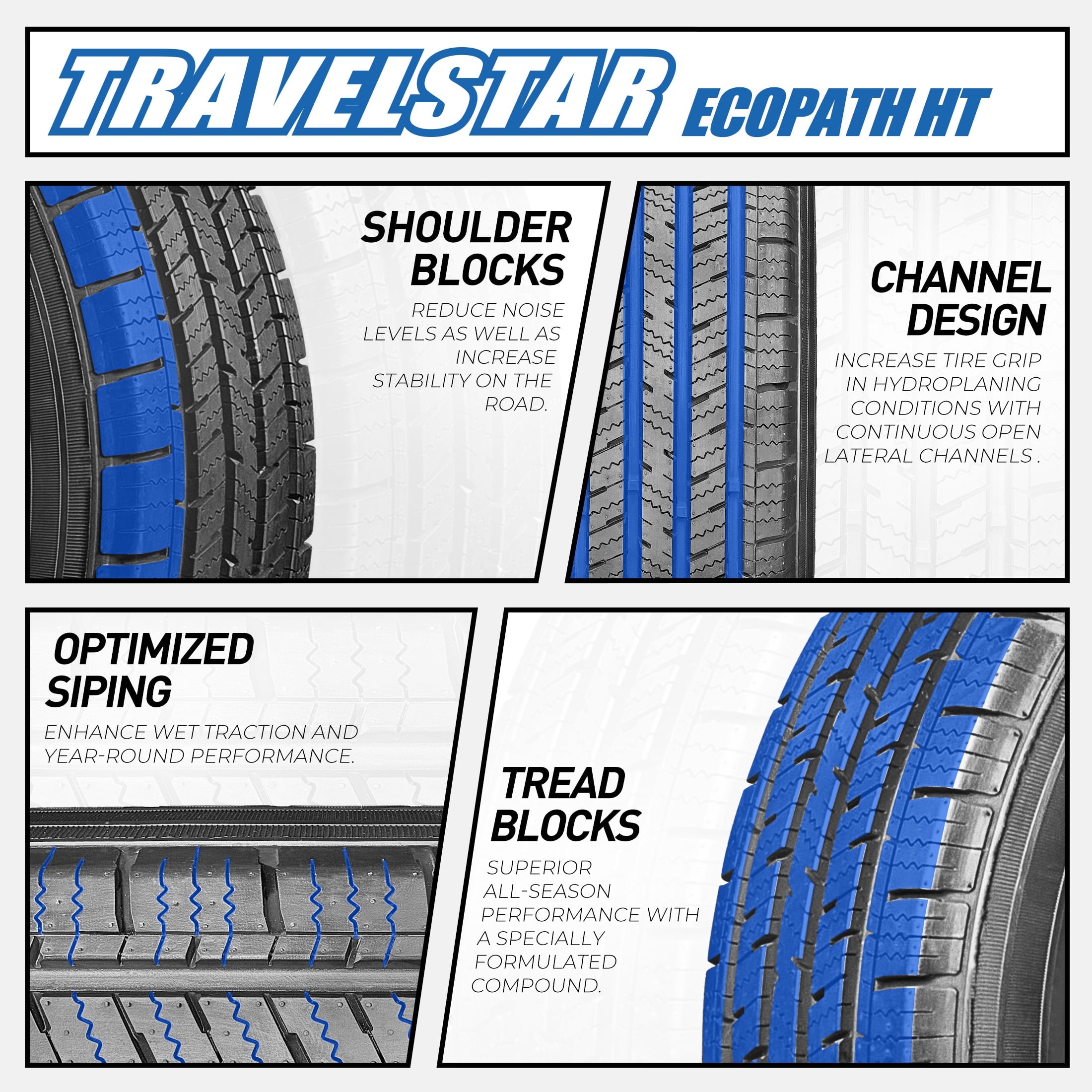 Travelstar ECOPATH HT LT245/75R16 10Ply E 120/116S All Season 245/75/16 Light Truck SUV Tires