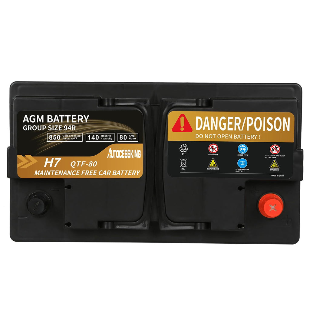 Autocessking Platinum AGM Battery, Group 47 Rechargeable Automotive Batteries for Car, 12V H5 680CCA 60Ah 100RC