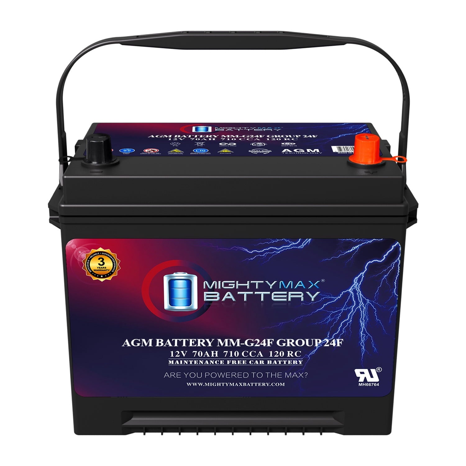 MM-H5 Start and Stop Car BCI Group Size 47 12V 60 AH, 100RC, 680 CCA Rechargeable AGM Car Battery