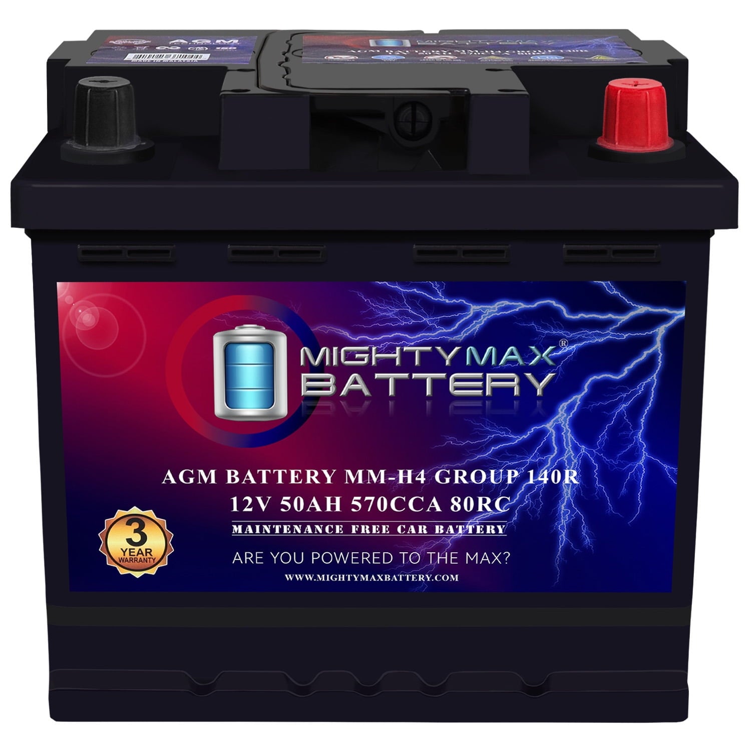 MM-H5 Start and Stop Car BCI Group Size 47 12V 60 AH, 100RC, 680 CCA Rechargeable AGM Car Battery