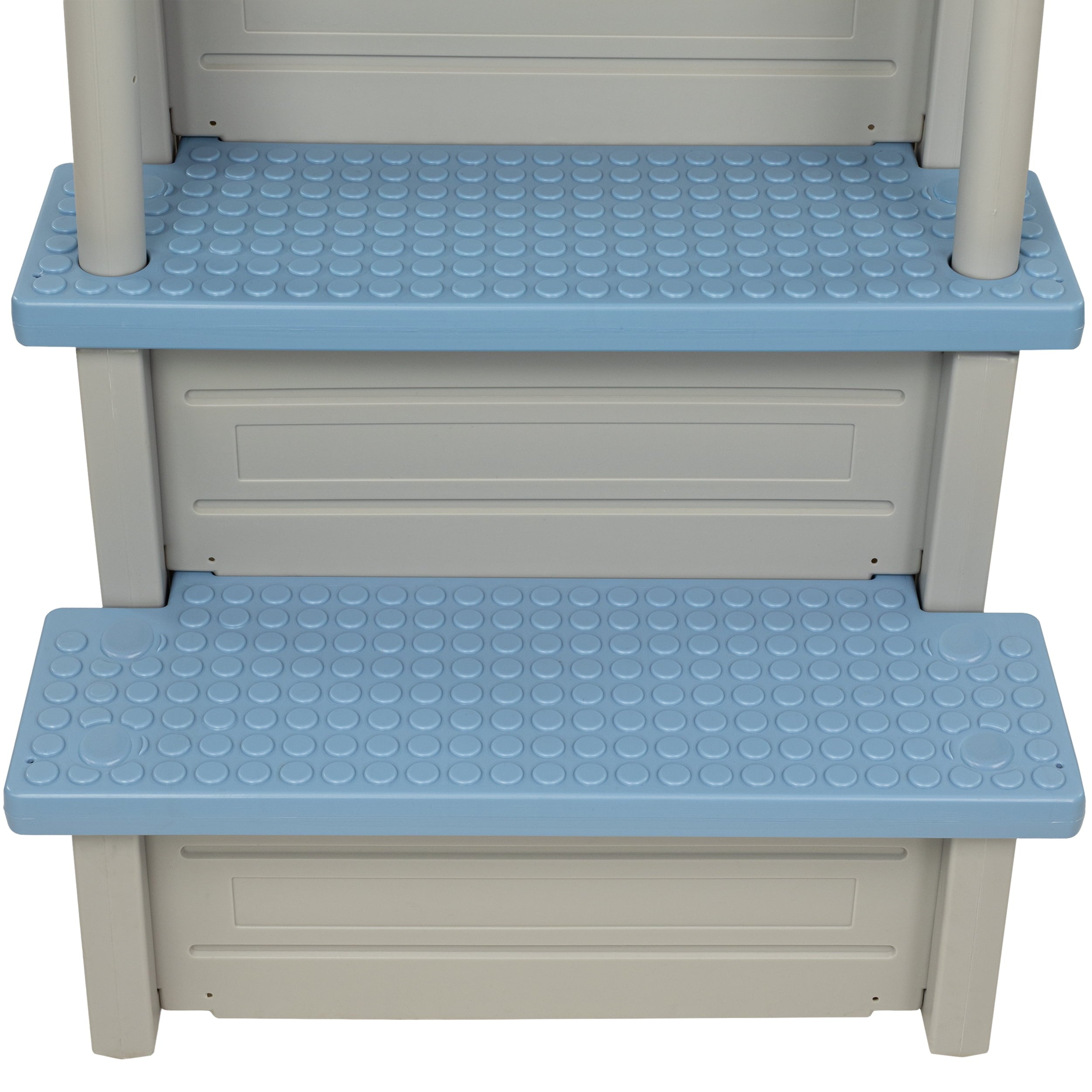 Aqua Select White Anti-Slip Pool Steps with White Steps and White Outside Flip-up Safety Ladder, 48-54H