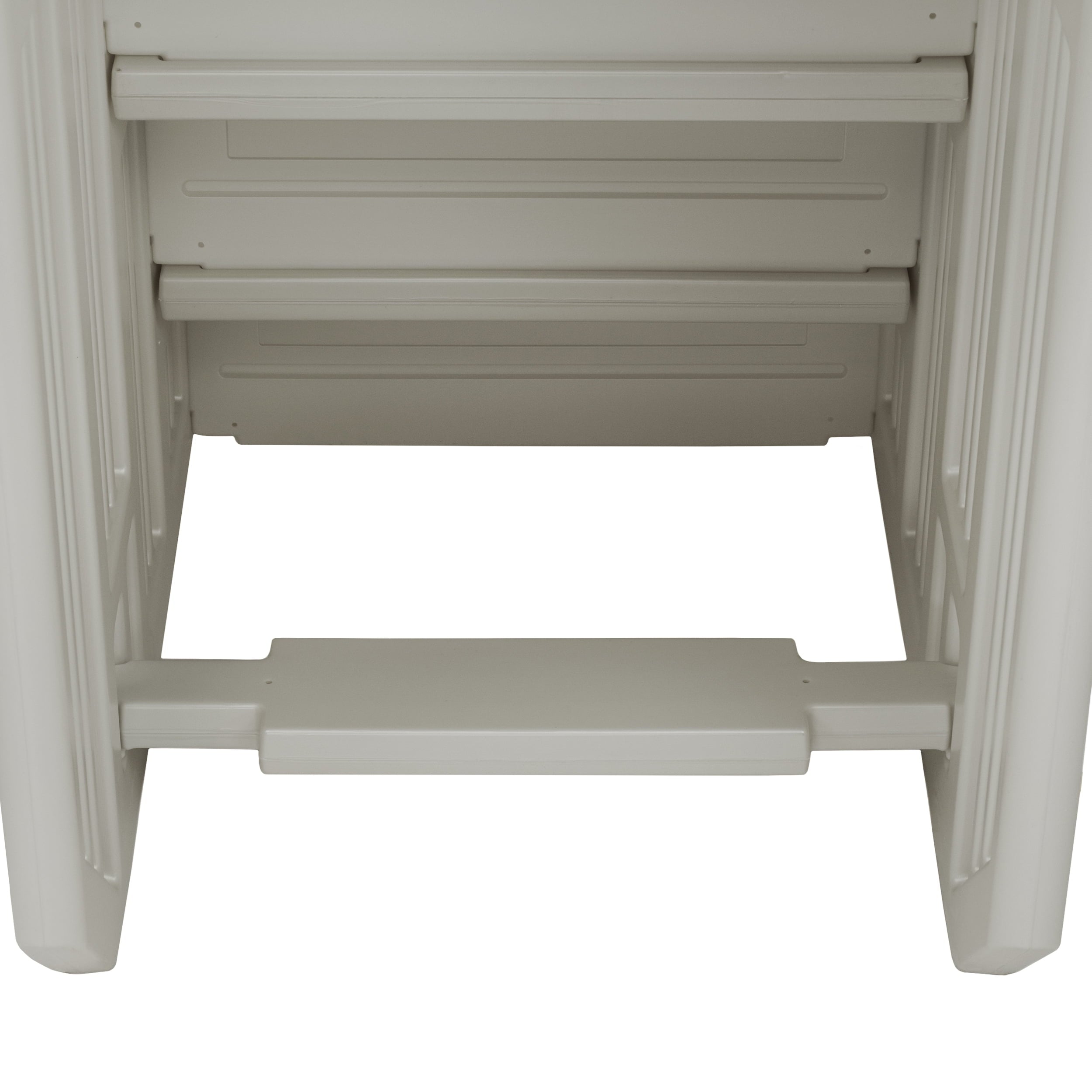 Aqua Select White Anti-Slip Pool Steps with White Steps and White Outside Flip-up Safety Ladder, 48-54H