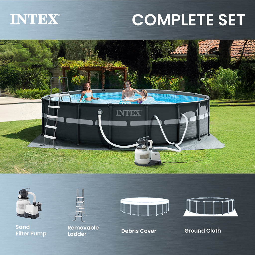 INTEX 18ft x 52in Ultra XTR Above Ground Swimming Pool, Sand Filter Pump, & Cleaning Maintenance Kit