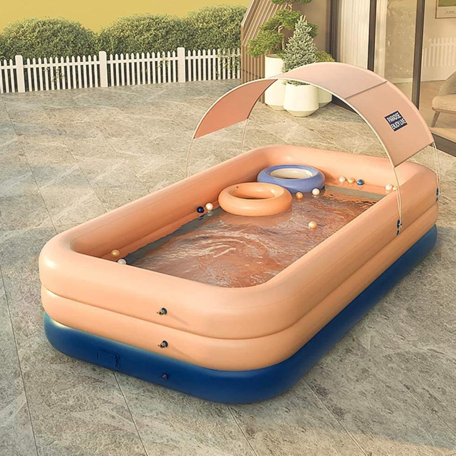 YUEWO Foldable PVC Swimming Pool Hard Plastic Shell Portable Swimming Pool for Adults Blow Up Pool for Family Garden Backyard (2.6m/102in,Pink)